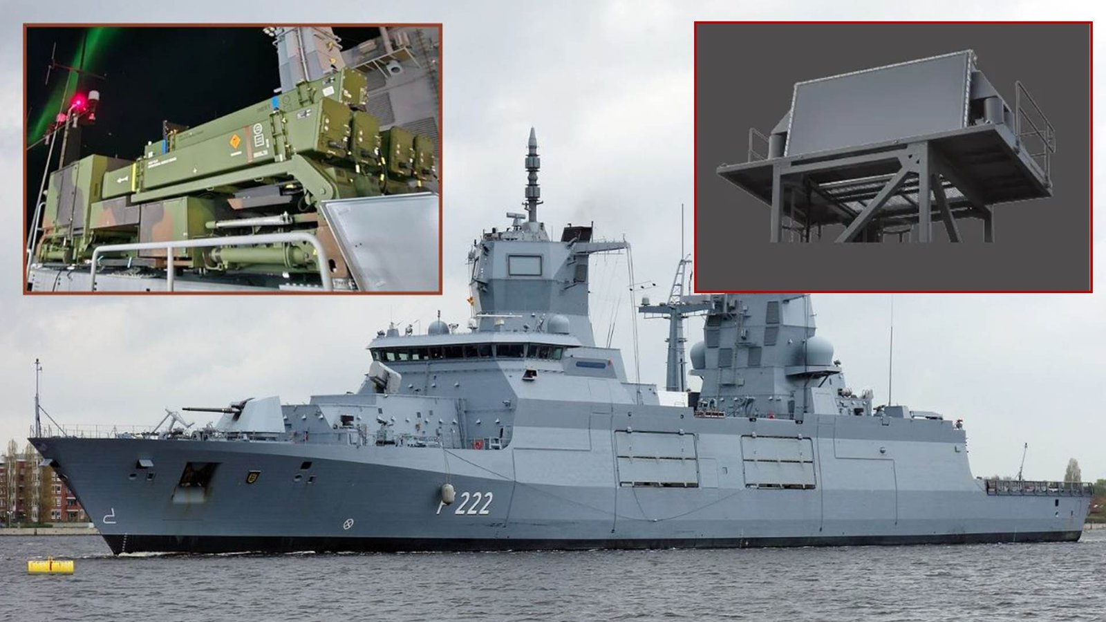 فرقاطة ألمانية وتثبيت نظام الدفاع الجوي "IRIS-T SLM" مدعوم برادار السفينة "TRS-4D"