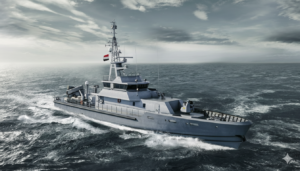 صورة معدلة باستخدام الذكاء الصناعي تظهر الشكل المفاهيمي للزوارق PV43-M التابع للبحرية المصرية