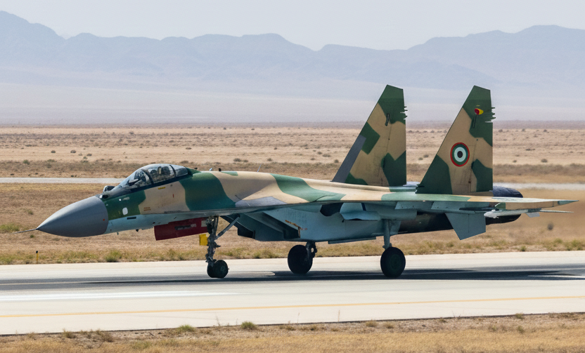 صورة مولدة بالذكاء الاصطناعي متخيلة لاحدى طائرات Su-35 سودانية