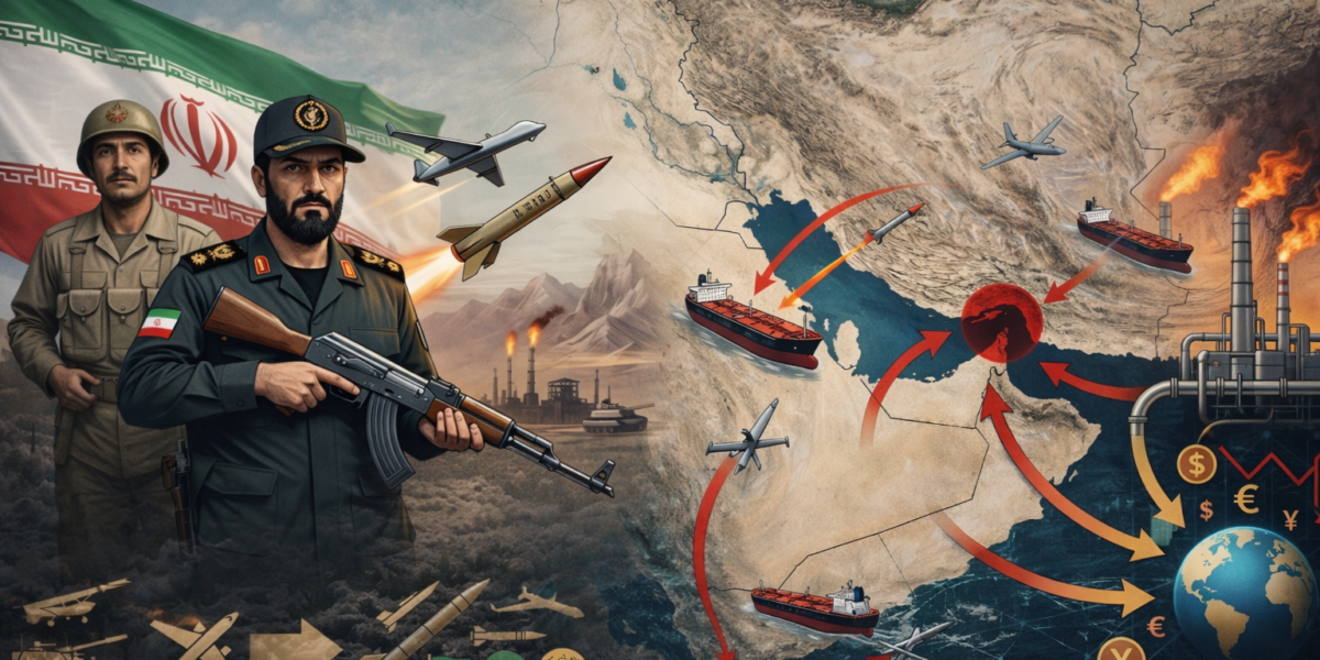 صورة مولدة بالذكاء الصناعي تعبر عن العقيدة الدفاعية الإيرانية