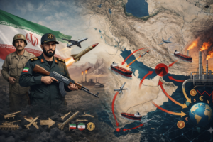 صورة مولدة بالذكاء الصناعي تعبر عن العقيدة الدفاعية الإيرانية