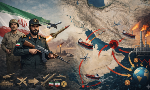 صورة مولدة بالذكاء الصناعي تعبر عن العقيدة الدفاعية الإيرانية