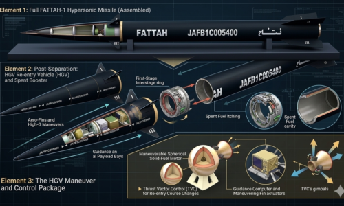 صورة مولدة بالذكاء الصناعي تعبر عن مسار صواريخ فتاح الايرانية